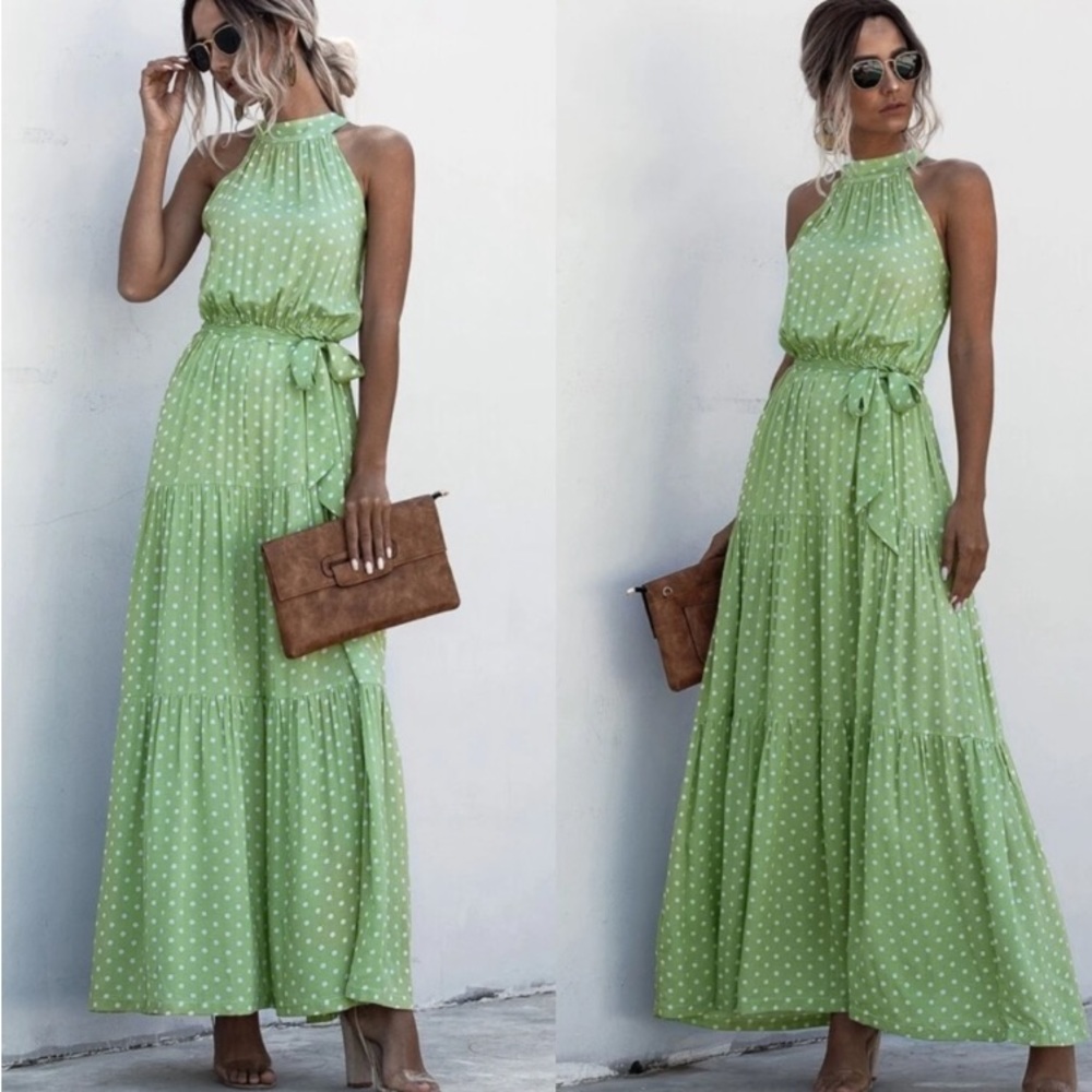 NWOT Boho gypsy dot halter maxi dress